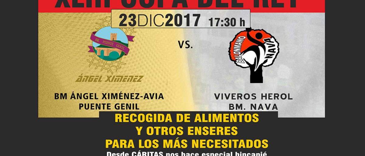 El Club Balonmano Ángel Ximénez y Cáritas llevarán a cabo una recogida de alimentos y productos de higiene en el partido de Copa del Rey